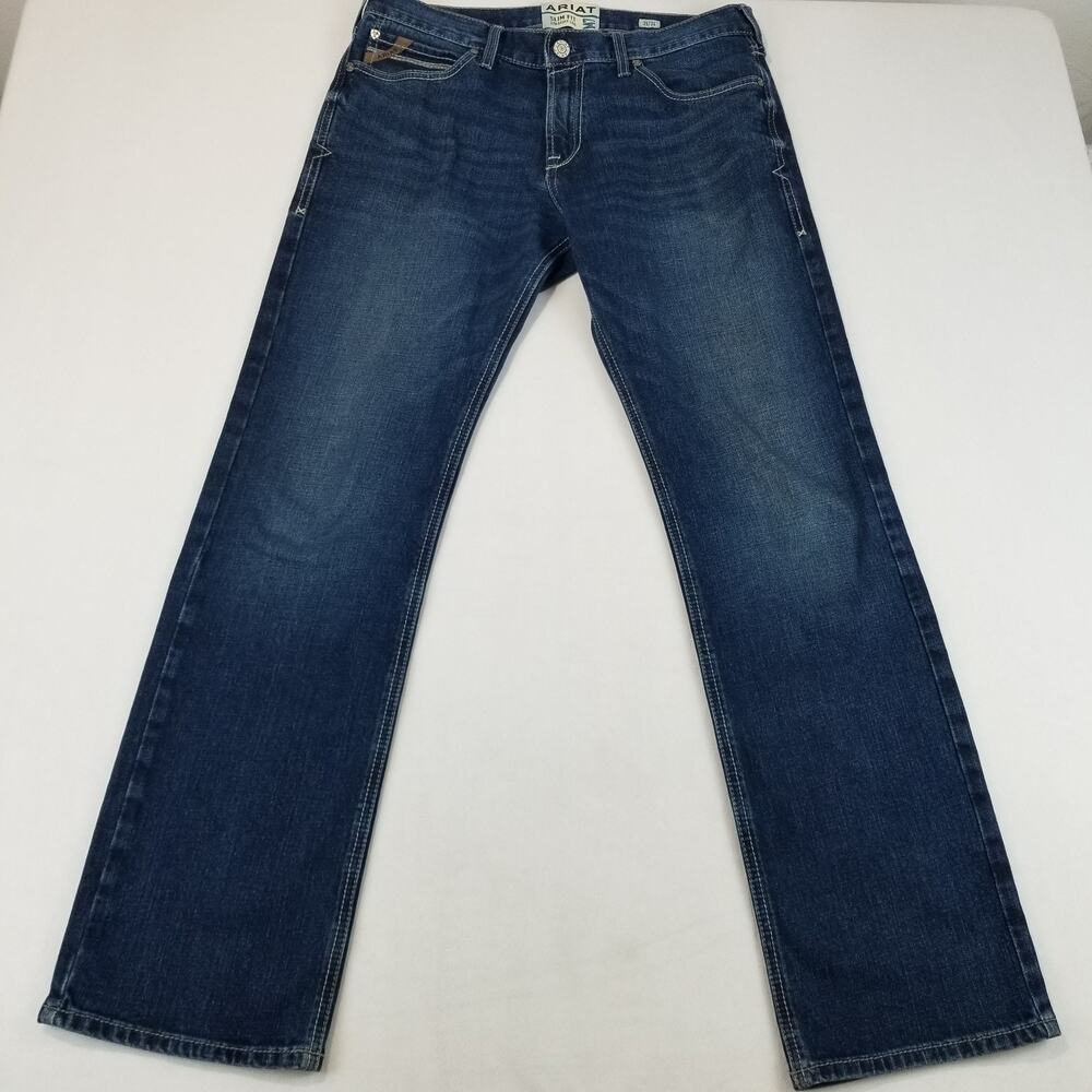 Ariat M7 Jeans Mens 35x34 Blue Slim Toro Straight Western Cowboy Denim Drake